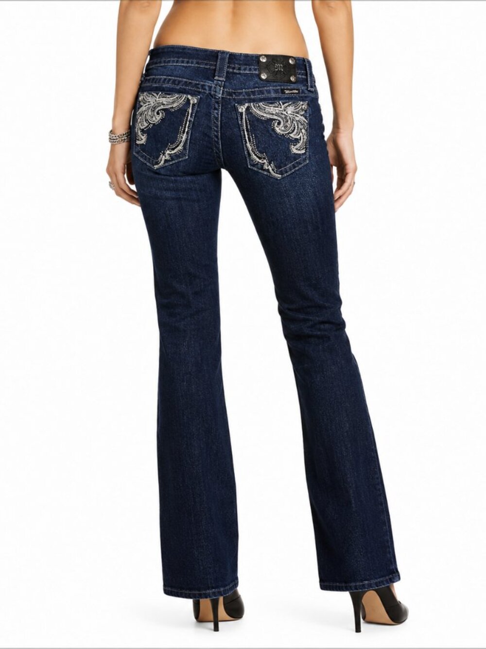 Miss Me Jeans Womens 28x29 Dark Wash Low Rise Bootcut Y2K Western Embellished